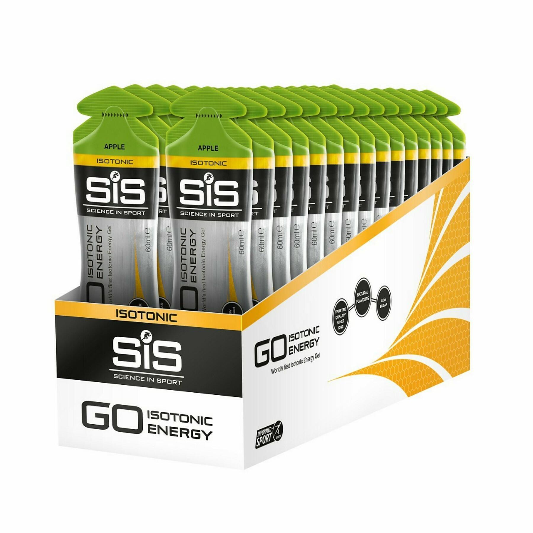Envase de 30 geles energéticos Science in Sport Go Isotonic - Pomme - 60 ml